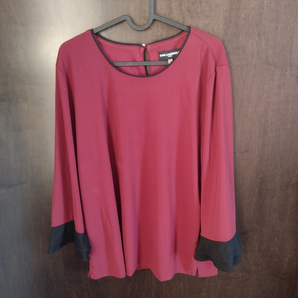 Karl Lagerfeld Paris Burgundy Blouse Size Large